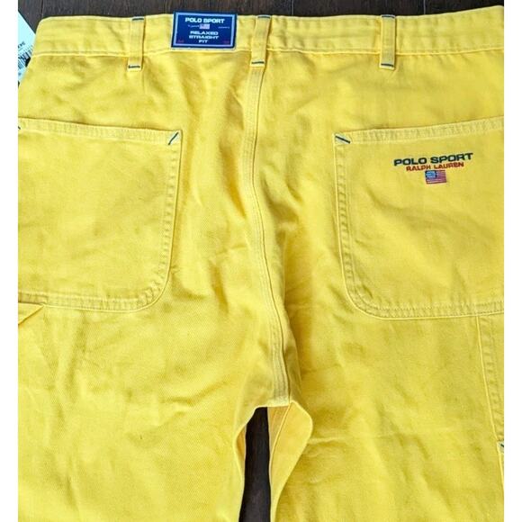 Ralph Lauren Polo Sport Yellow Carpenter Jeans Men 34 Relaxed Straight Fit New - Picture 12 of 16